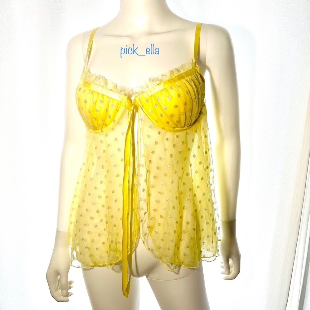 36C VS Victoria’s Secret Sexy little things Yellow Chemise Costume Lingerie Slip - Picture 2 of 16